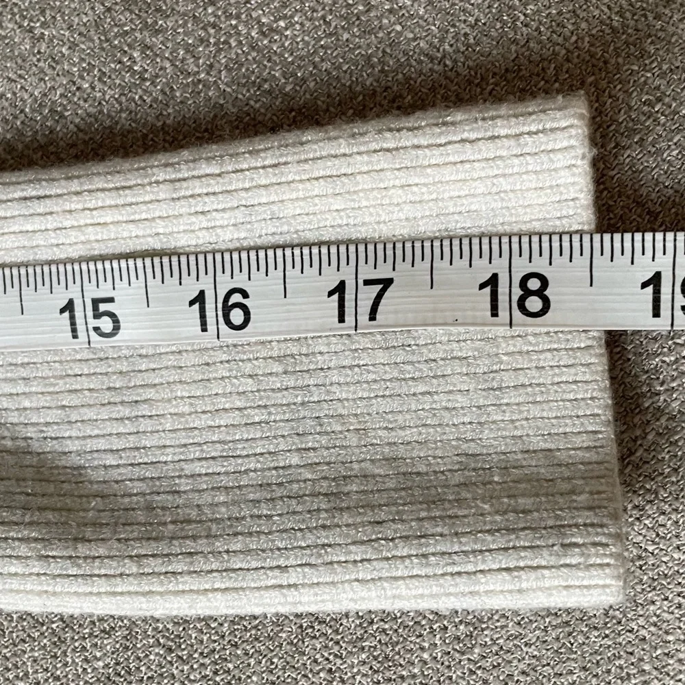 CAbi Lux Oatmeal Cowl Neck Cropped Length Tapered Sleeve Drop Shoulder Sweater - Picture 12 of 12